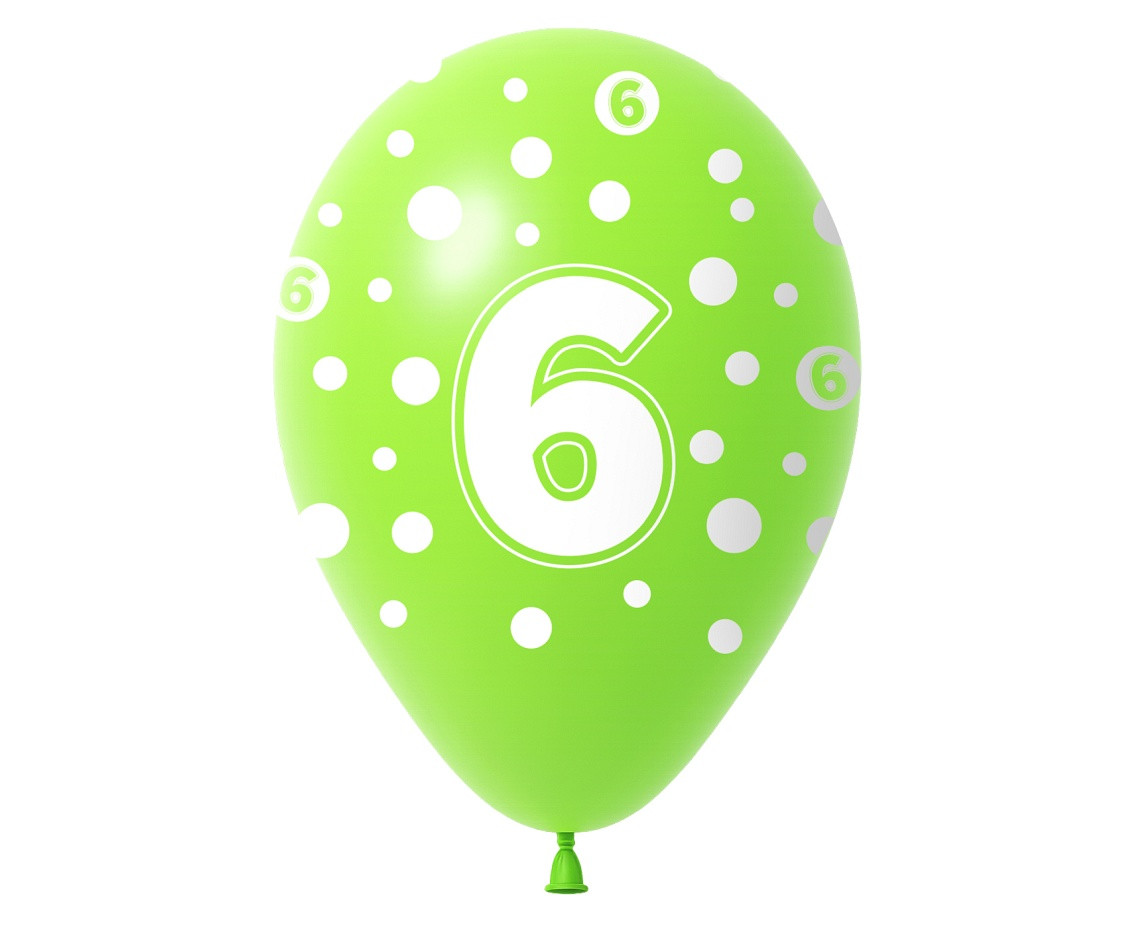 Balloon with digit 6, 12" / 5 pcs.